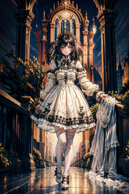 00100-2609309364-1girl, solo, long black hair, straight hair, blunt bangs, looking at viewer, smile, full body, standing, cyb dress, frills, fril.png